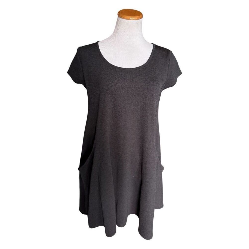 Womens Enough About Me Black Scoop Neck Mini Pocket Dress - Sz XL